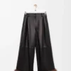 Turn-up trousers in nappa lambskin Black