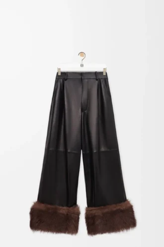 Turn-up trousers in nappa lambskin Black