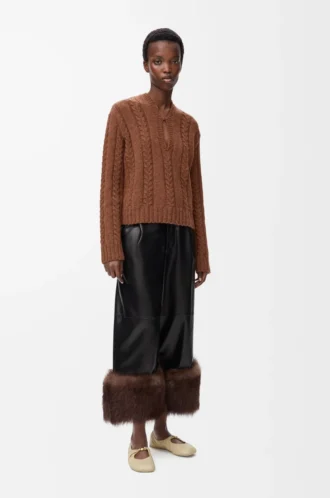 Turn-up trousers in nappa lambskin Black