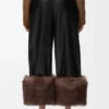 Turn-up trousers in nappa lambskin Black