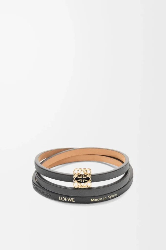 Twist bangle in calfskin Black Twist bangle in calfskin Black
