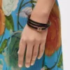 Twist bangle in calfskin Black Twist bangle in calfskin Black