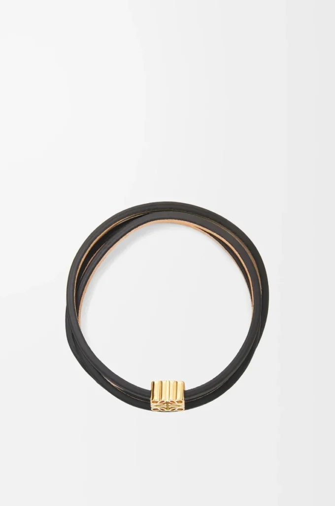 Twist bangle in calfskin Black Twist bangle in calfskin Black