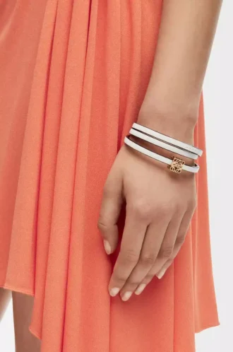 Twist bangle in calfskin Soft White