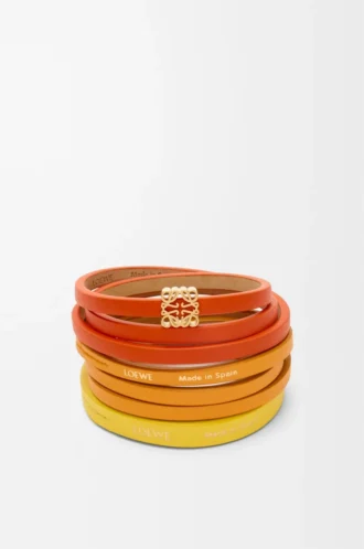 Twist double bracelet in calfskin Vivid Orange/Yellow
