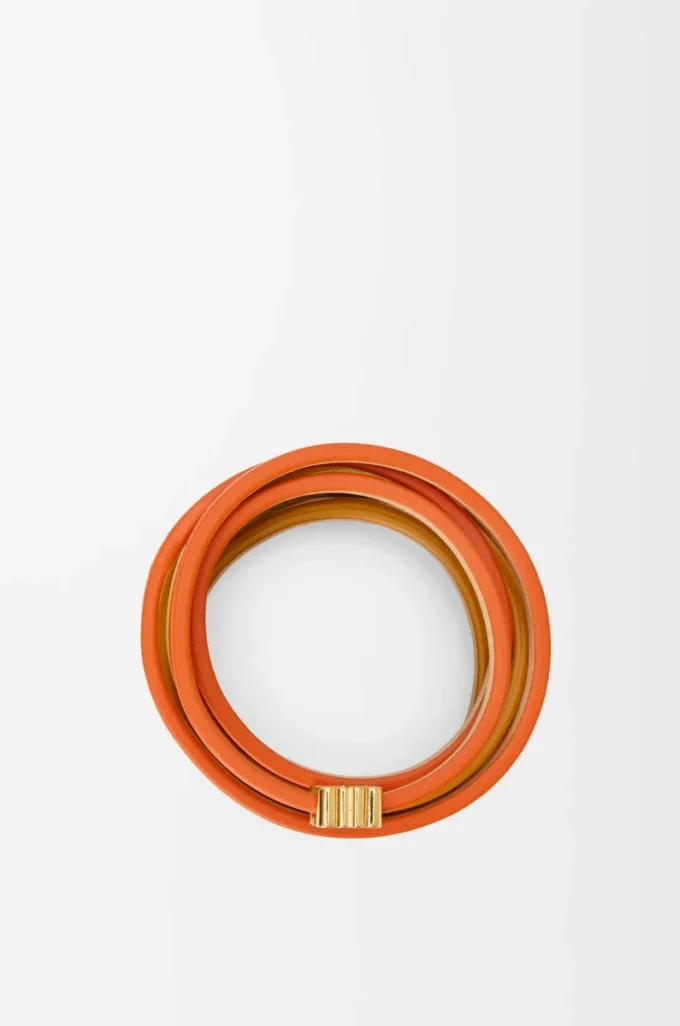 Twist double bracelet in calfskin Vivid Orange/Yellow Twist double bracelet in calfskin Vivid Orange/Yellow