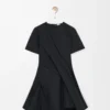 twisted dress in silk blend taffeta Black twisted dress in silk blend taffeta Black