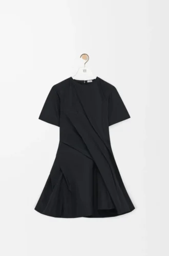 twisted dress in silk blend taffeta Black