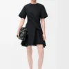 twisted dress in silk blend taffeta Black twisted dress in silk blend taffeta Black