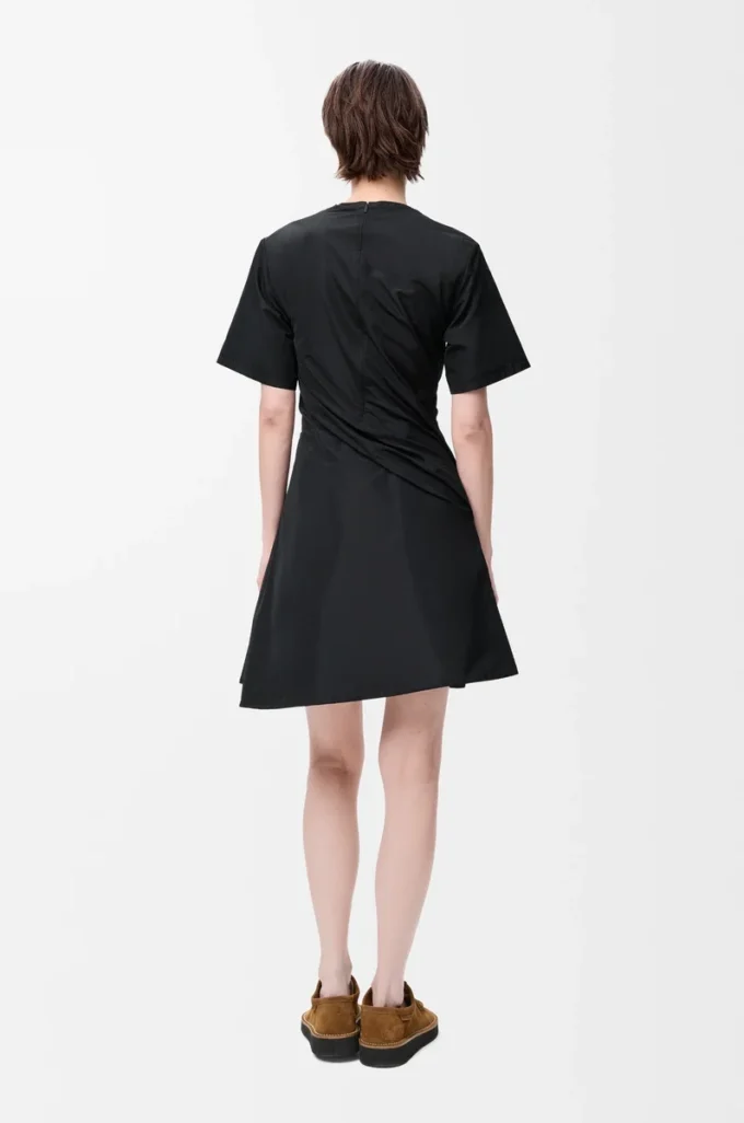 twisted dress in silk blend taffeta Black twisted dress in silk blend taffeta Black