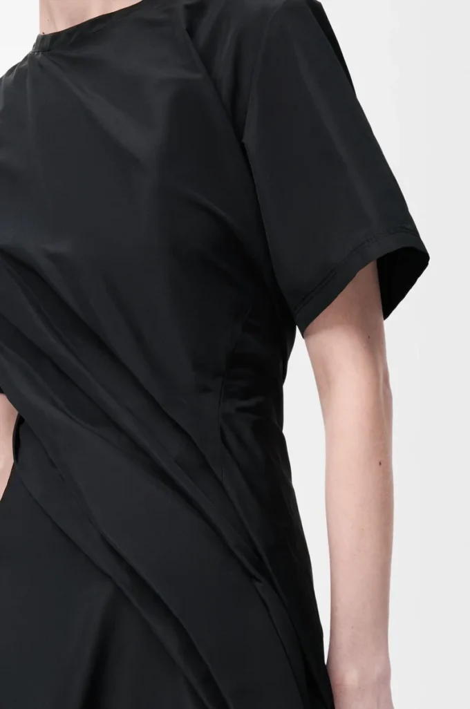 twisted dress in silk blend taffeta Black twisted dress in silk blend taffeta Black