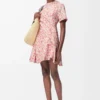 Twisted dress in silk blend taffeta White/Pink Twisted dress in silk blend taffeta White/Pink