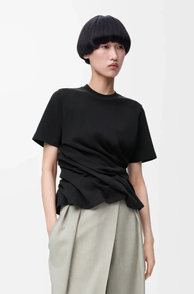 Twisted top in cotton blend Black Twisted top in cotton blend Black