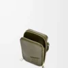 Vertical crossbody pocket in satin calfskin Khaki Green Vertical crossbody pocket in satin calfskin Khaki Green