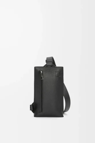 Vertical T Pocket in soft grained calfskin Black