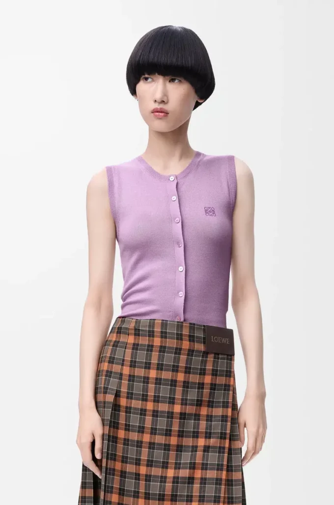 Vest in cashmere and silk Lilac Vest in cashmere and silk Lilac