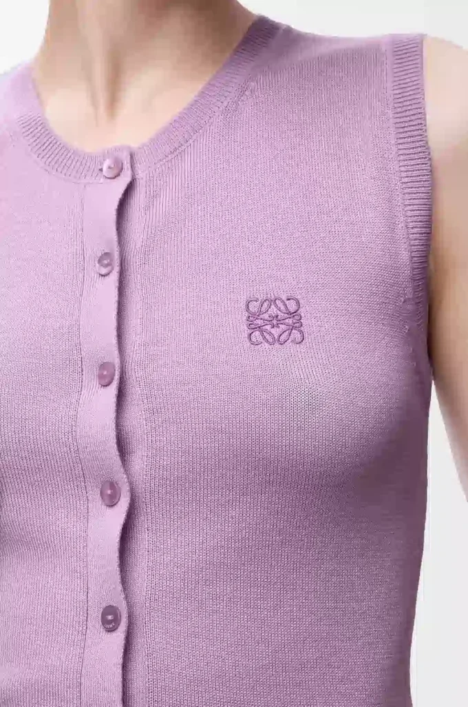 Vest in cashmere and silk Lilac Vest in cashmere and silk Lilac