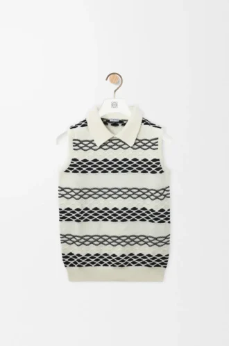 Vest in cotton jacquard Black/White