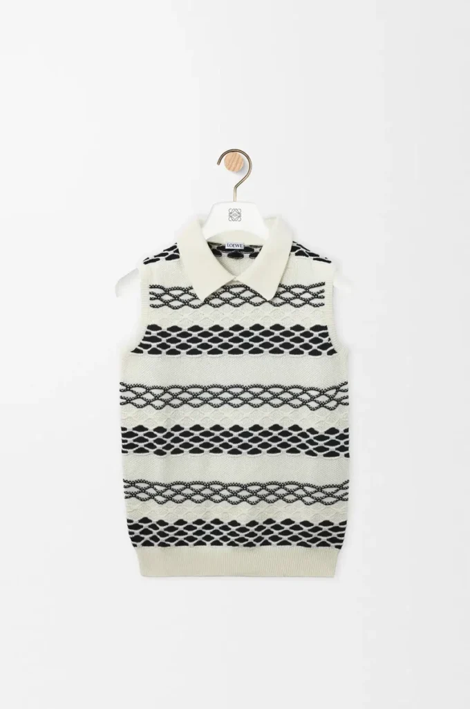 Vest in cotton jacquard Black/White Vest in cotton jacquard Black/White