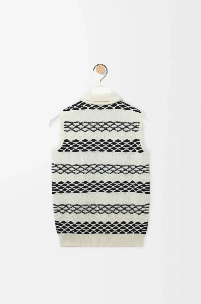 Vest in cotton jacquard Black/White Vest in cotton jacquard Black/White