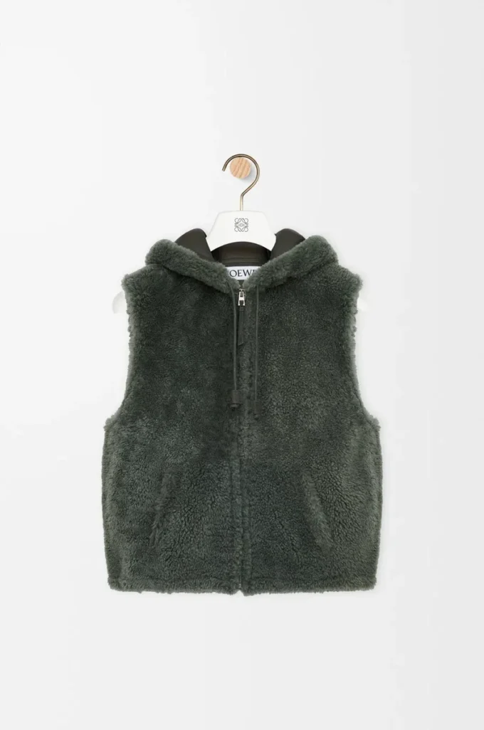 Vest in shearling Khaki Green