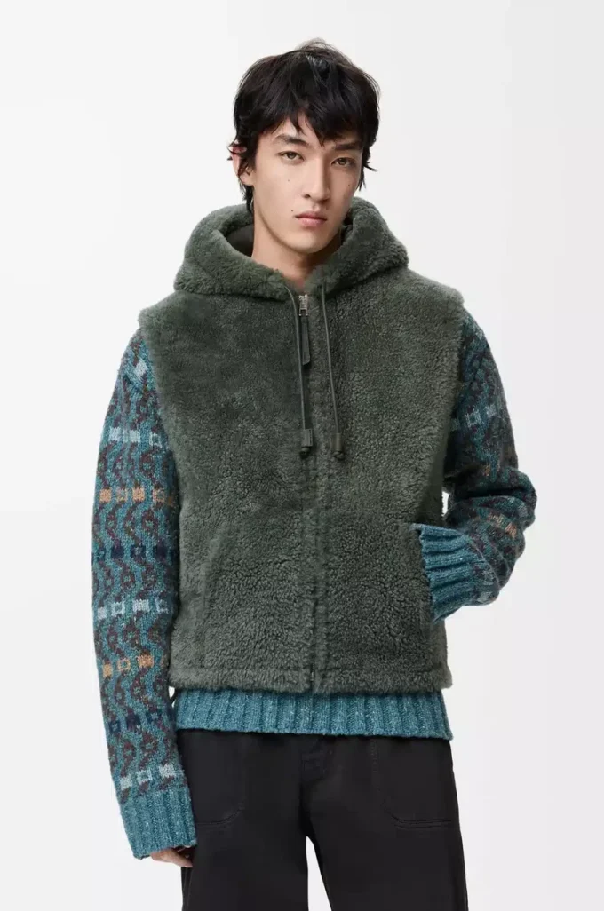 Vest in shearling Khaki Green