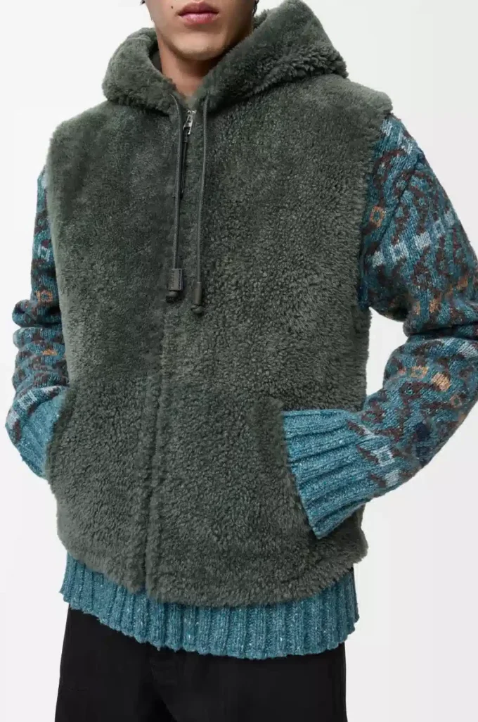 Vest in shearling Khaki Green