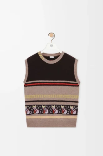 Vest in wool and cashmere Beige/Multicolor