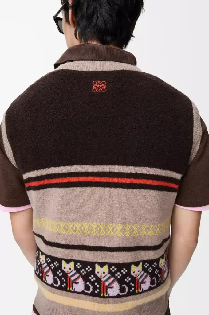Vest in wool and cashmere Beige/Multicolor