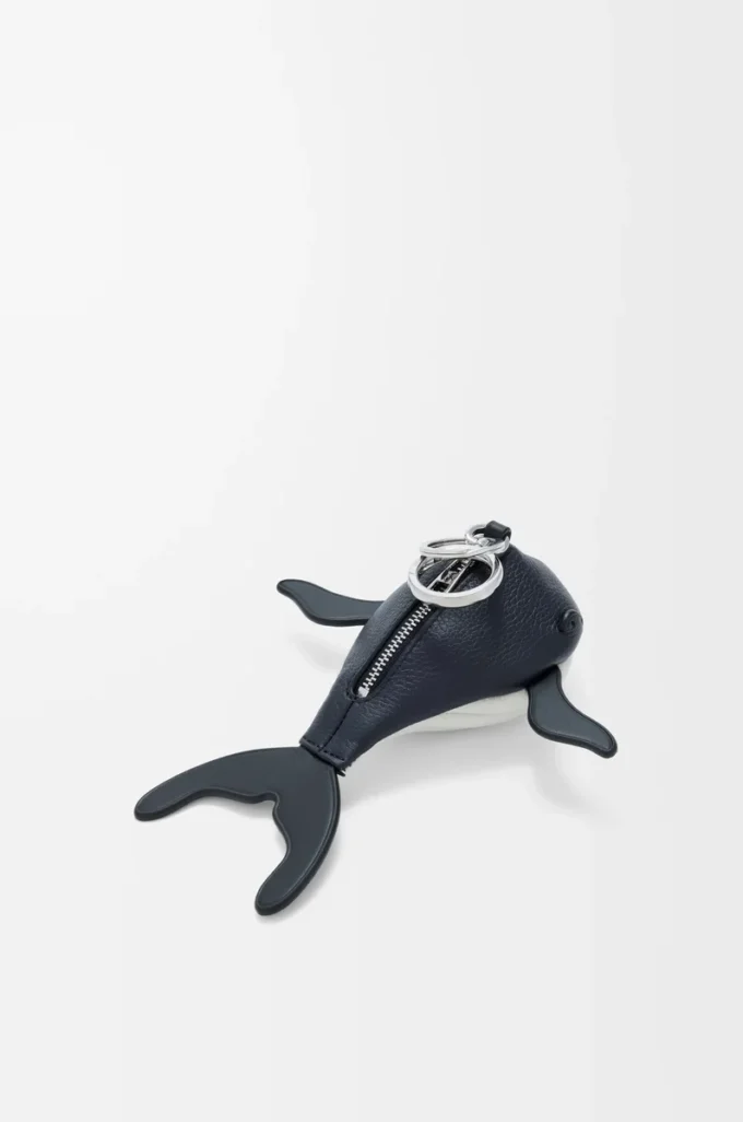 Whale charm in classic calfskin Midnight Blue/White Whale charm in classic calfskin Midnight Blue/White