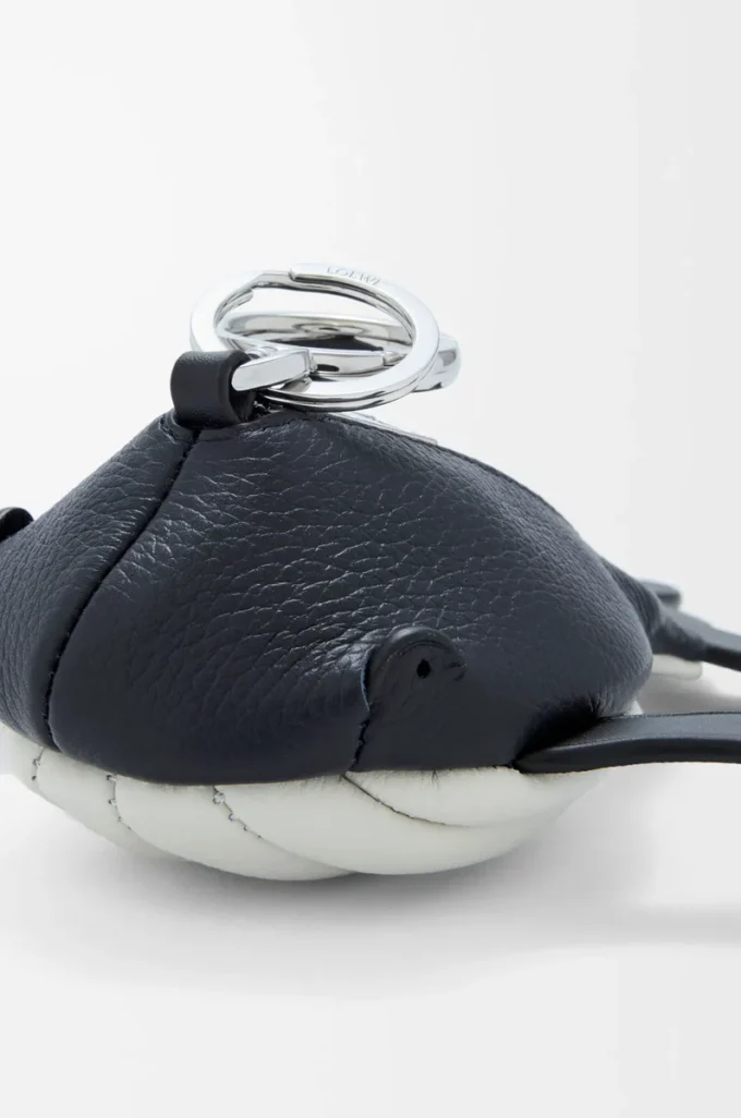 Whale charm in classic calfskin Midnight Blue/White Whale charm in classic calfskin Midnight Blue/White