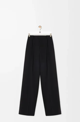 Wide leg trousers in wool Black