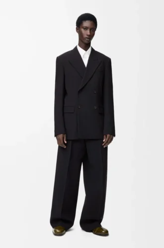 Wide leg trousers in wool Black