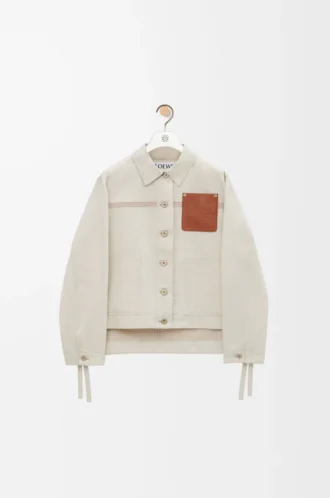 Workwear jacket in cotton and linen Ecru