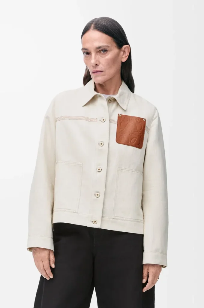Workwear jacket in cotton and linen Ecru Workwear jacket in cotton and linen Ecru