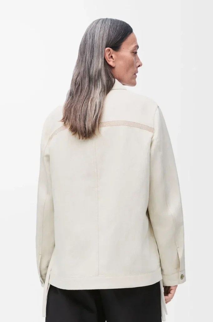 Workwear jacket in cotton and linen Ecru Workwear jacket in cotton and linen Ecru