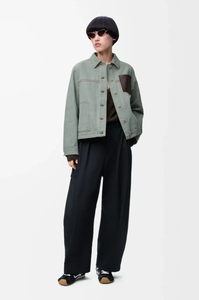 Workwear jacket in denim Khaki Green Workwear jacket in denim Khaki Green