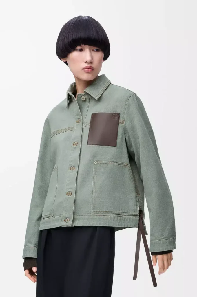 Workwear jacket in denim Khaki Green Workwear jacket in denim Khaki Green