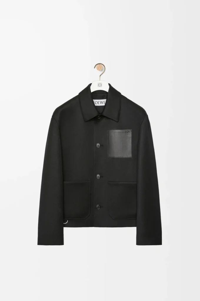 Workwear jacket in wool and cashmere Black