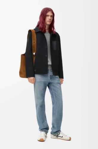 Workwear jacket in wool and cashmere Black