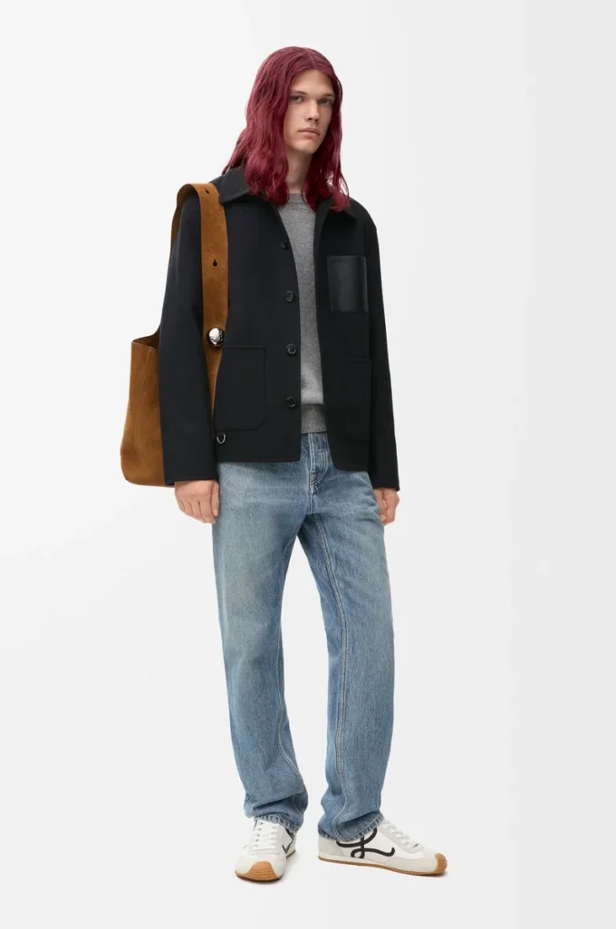 Workwear jacket in wool and cashmere Black
