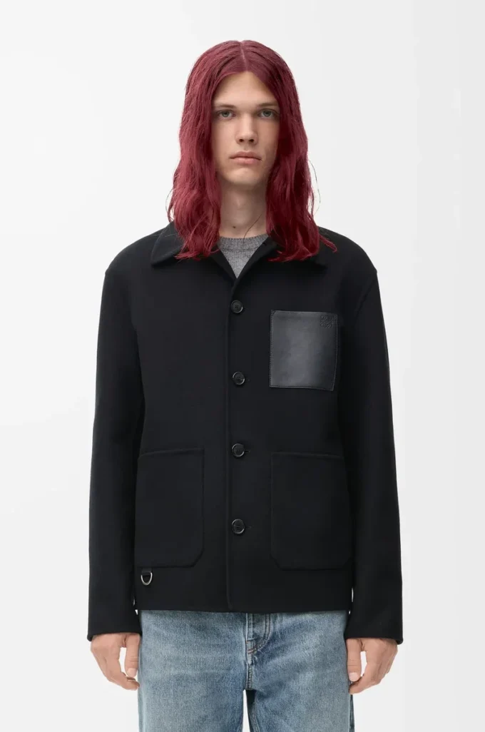 Workwear jacket in wool and cashmere Black