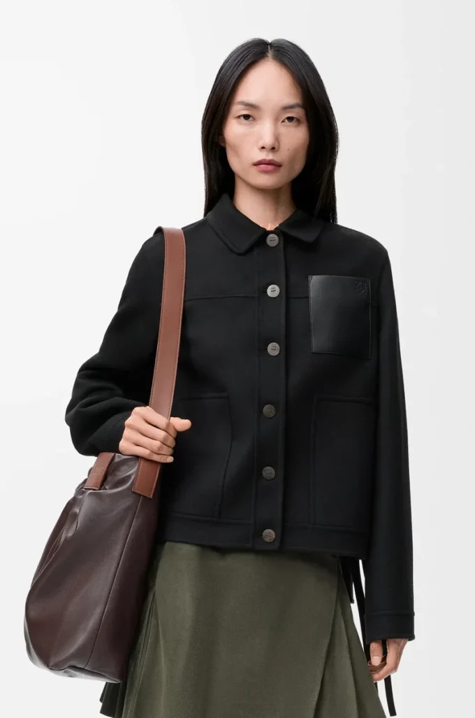 Workwear jacket in wool and cashmere Black Workwear jacket in wool and cashmere Black