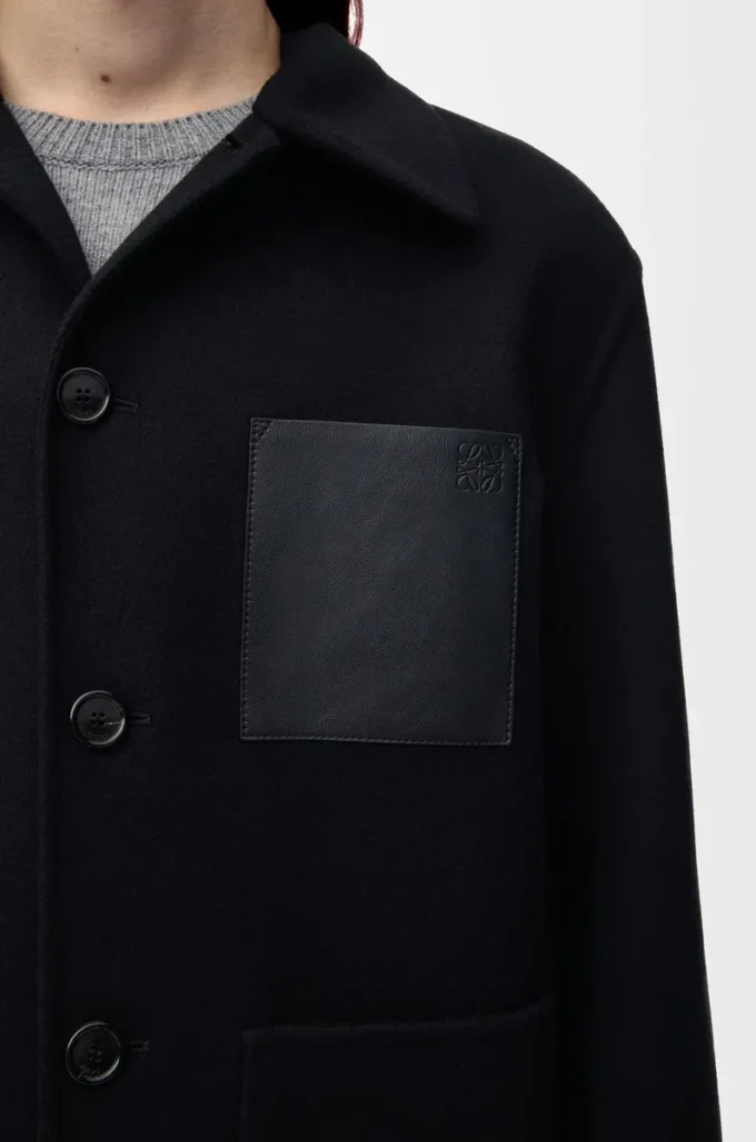 Workwear jacket in wool and cashmere Black
