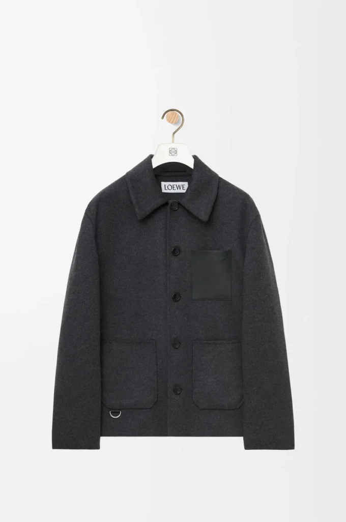 Workwear jacket in wool and cashmere Charcoal Melange