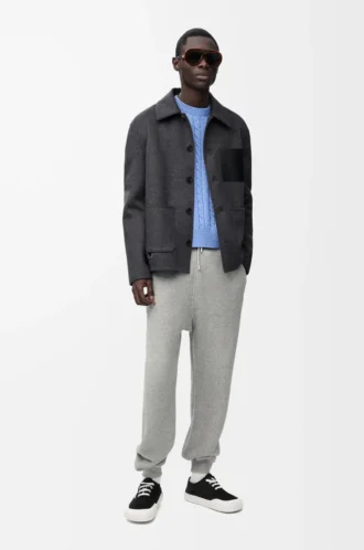 Workwear jacket in wool and cashmere Charcoal Melange