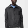 Workwear jacket in wool and cashmere Charcoal Melange