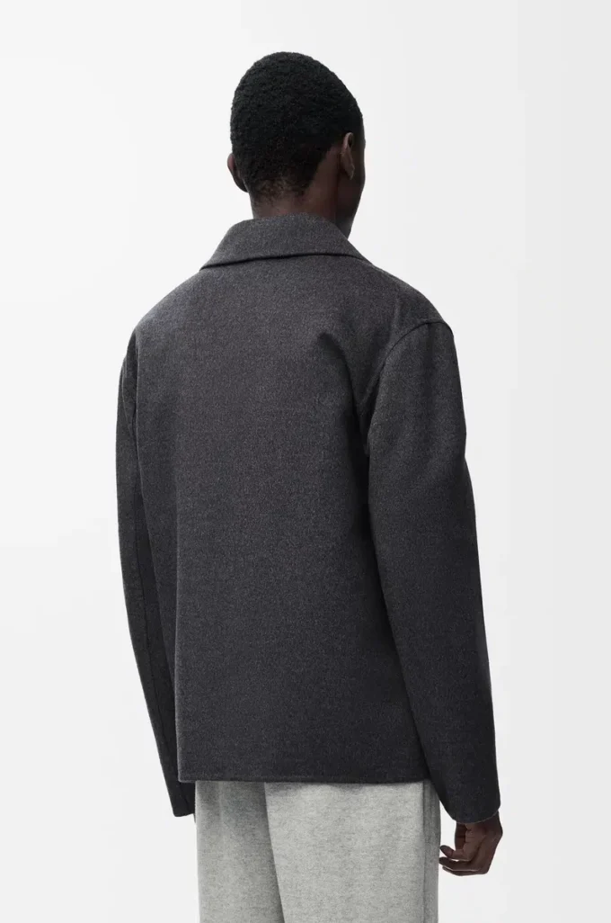 Workwear jacket in wool and cashmere Charcoal Melange
