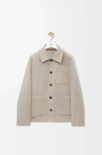Workwear jacket in wool and cashmere Light Beige Melange