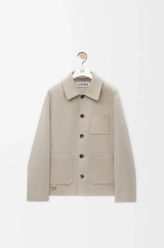 Workwear jacket in wool and cashmere Light Beige Melange
